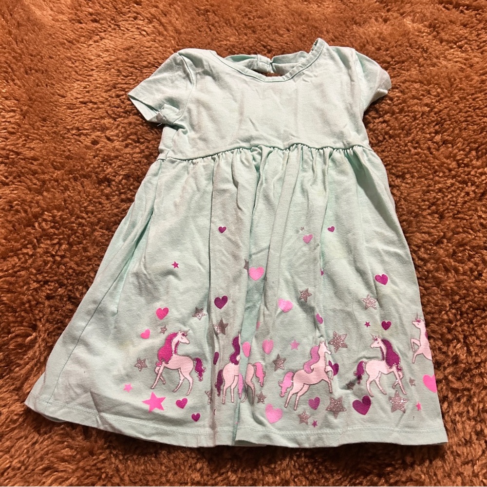 Kids Unicorn Dress - Light Blue and Pink